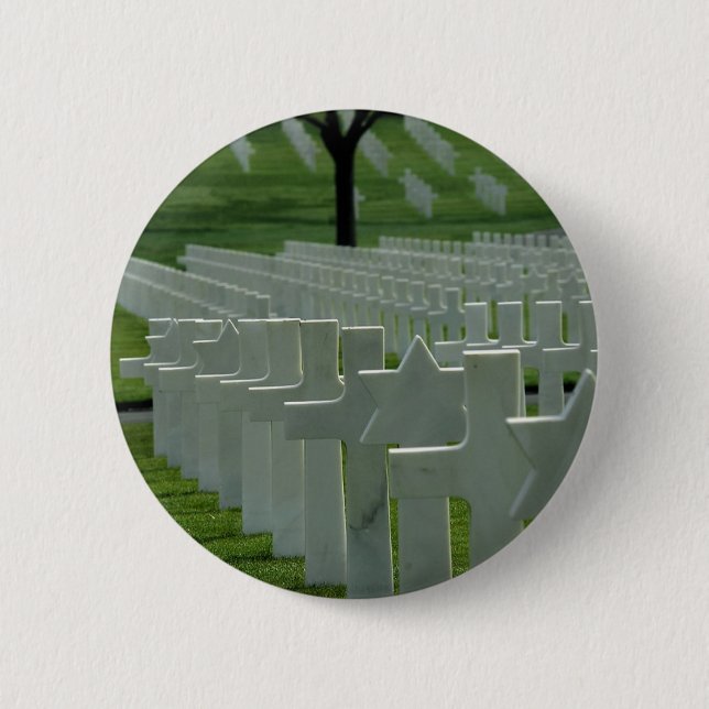World War II cemetery, Memorial Day Pinback Button (Front)