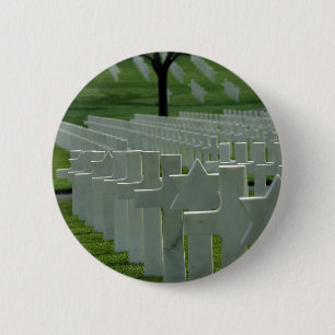 World War II cemetery, Memorial Day Pinback Button