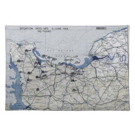 World War Ii D-day Map June 6, 1944 Cloth Placemat
