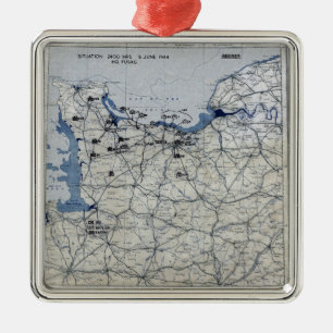 World War II D-Day Map June 6, 1944 Metal Ornament