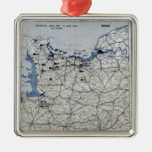 World War II D_Day Map June 6 1944 Metal Ornament