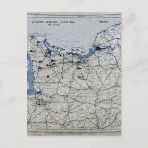 World War II D-Day Map June 6, 1944 Postcard