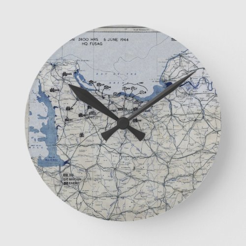 World War II D_Day Map June 6 1944 Round Clock