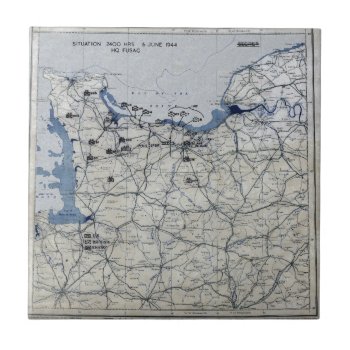 World War Ii D-day Map June 6  1944 Tile by EnhancedImages at Zazzle