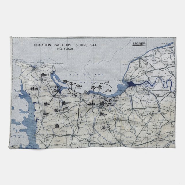 World War II D-Day Map June 6, 1944 Towel (Horizontal)