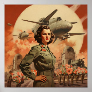World War II Era Woman in Flight Suit Poster