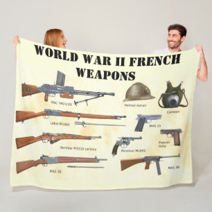 WORLD WAR II FRENCH WEAPONS FLEECE BLANKET
