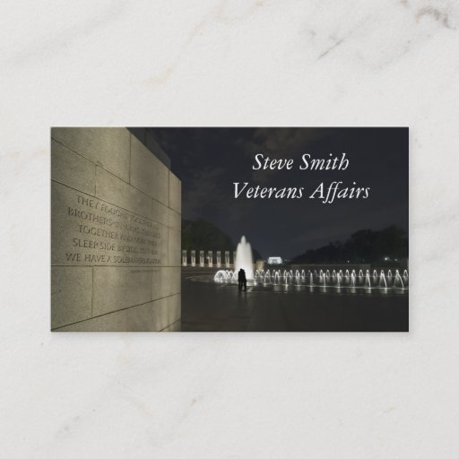 Customizable World War II Memorial Business Card Template