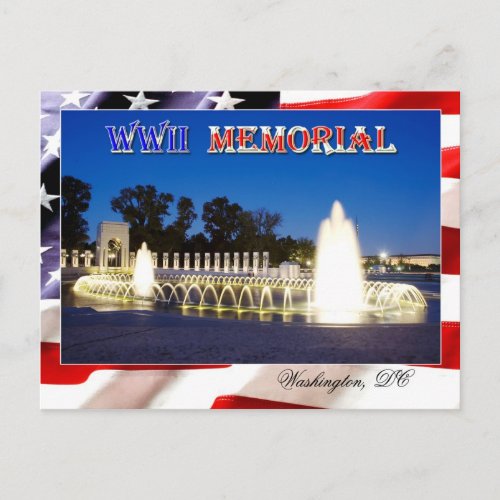 World War II Memorial in Washington DC at night Postcard