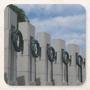 World War II Memorial Wreaths I Square Paper Coaster