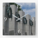 World War II Memorial Wreaths I Square Wall Clock