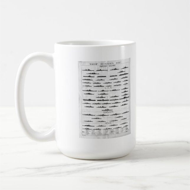 World War II Navy Battleship Recognition Chart Coffee Mug (Left)
