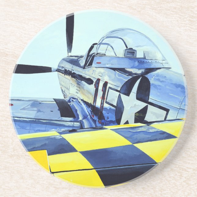 World War II P-51 Mustang fighter Drink Coaster (Front)