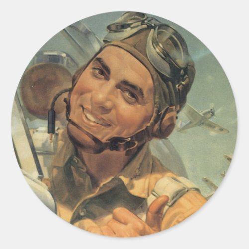 World War II Pilot Classic Round Sticker