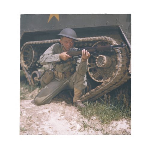 World War II Soldier Kneeling with Garand Rifle Notepad