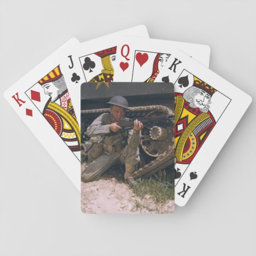 World War II Soldier Kneeling with Garand Rifle Playing Cards