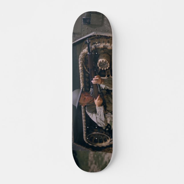 World War II Soldier Kneeling with Garand Rifle Skateboard Deck (Front)