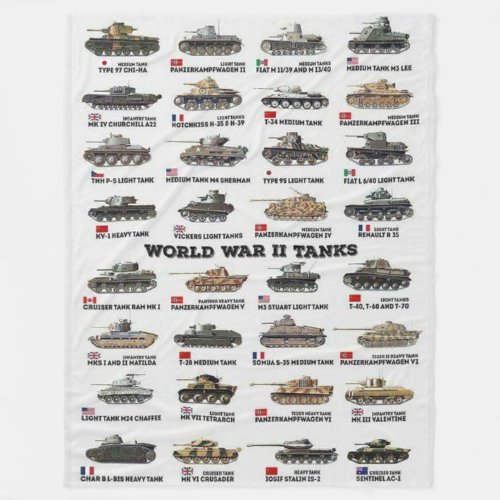 WORLD WAR II TANKS FLEECE BLANKET