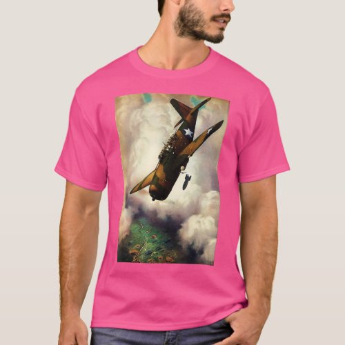 World War II Warplane Dropping A BombRetro WW2 Aer T_Shirt