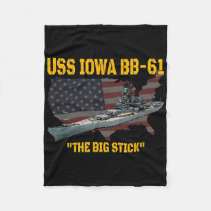 World War Ii Warship Uss Iowa & Ww2 Bb-61 Batt Fleece Blanket