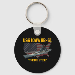 World War Ii Warship Uss Iowa & Ww2 Bb-61 Batt Keychain