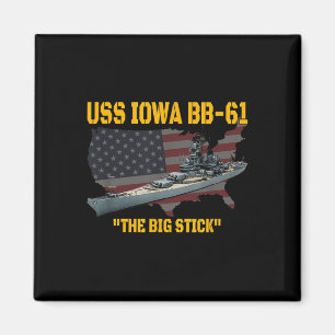 World War Ii Warship Uss Iowa & Ww2 Bb-61 Batt Magnet