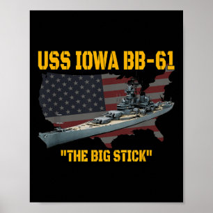 World War Ii Warship Uss Iowa & Ww2 Bb-61 Batt Poster