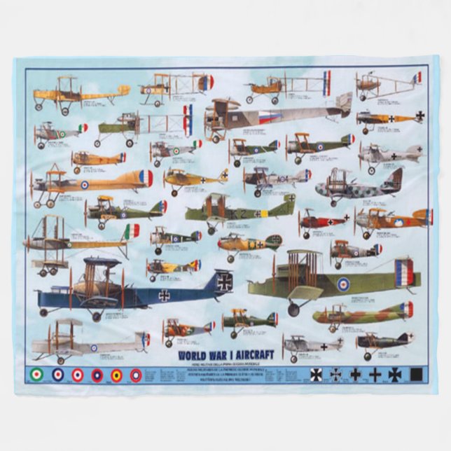 WORLD WAR ONE AIRCRAFT FLEECE BLANKET (Front (Horizontal))