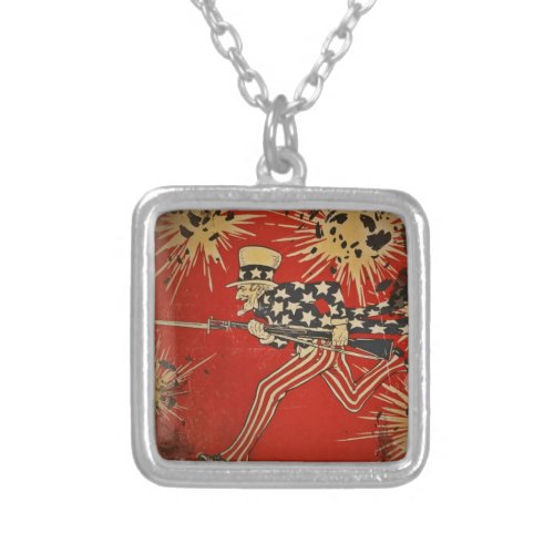 World War One Fourth of July Silver Plated Necklace