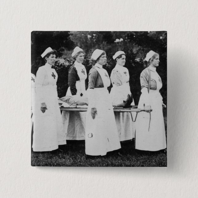 World War One Nurses with Stretcher Pinback Button (Front)