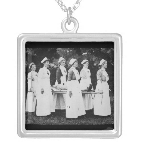 World War One Nurses with Stretcher Silver Plated Necklace