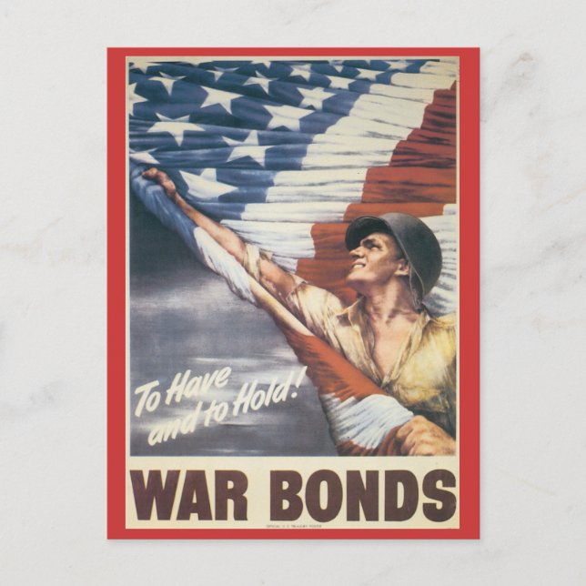 World War Postcards, War Bonds Poster Postcard (Front)
