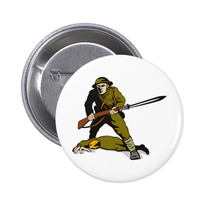 World war two soldier with rifle bayonet pin