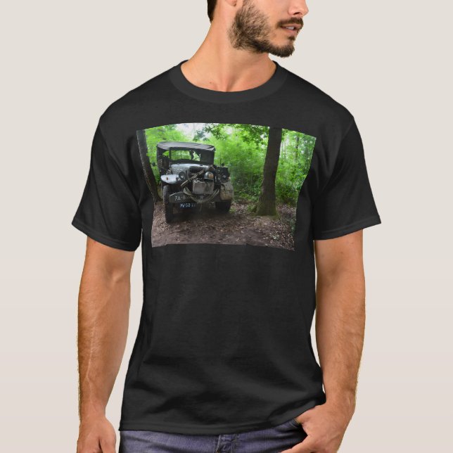 World War Two Truck In Forest. T-Shirt (Front)