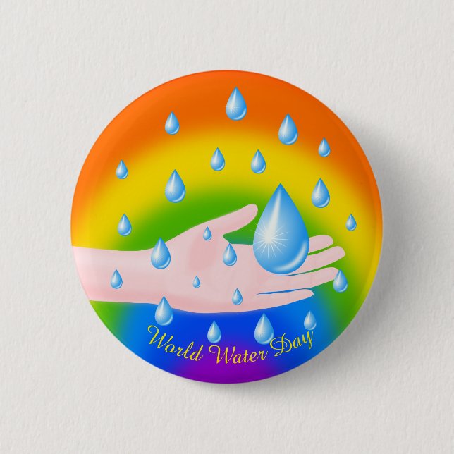 World Water Day 22 March Pinback Button (Front)