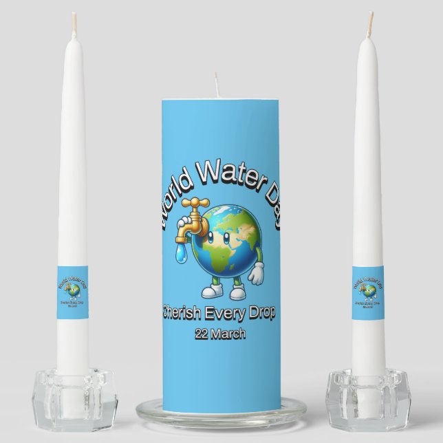 World Water Day. Cherish Every Drop. Unity Candle Set (Front)