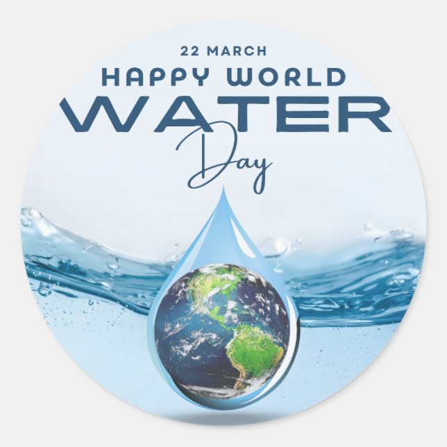 World Water Day Classic Round Sticker (Front)