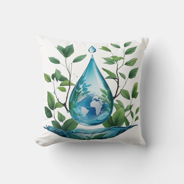 World Water Day Throw Pillow (Front)