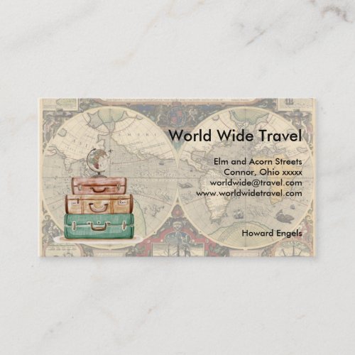World Wide Travel Luggae and Map Business Card