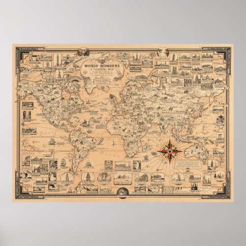 World wonders _ a pictorial map poster