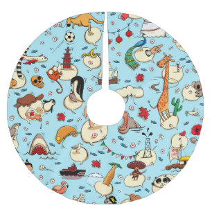 World Wonders: Colorful Blue Pattern. Brushed Polyester Tree Skirt