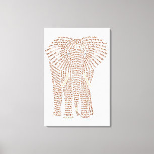 World Word African Elephant Canvas Print