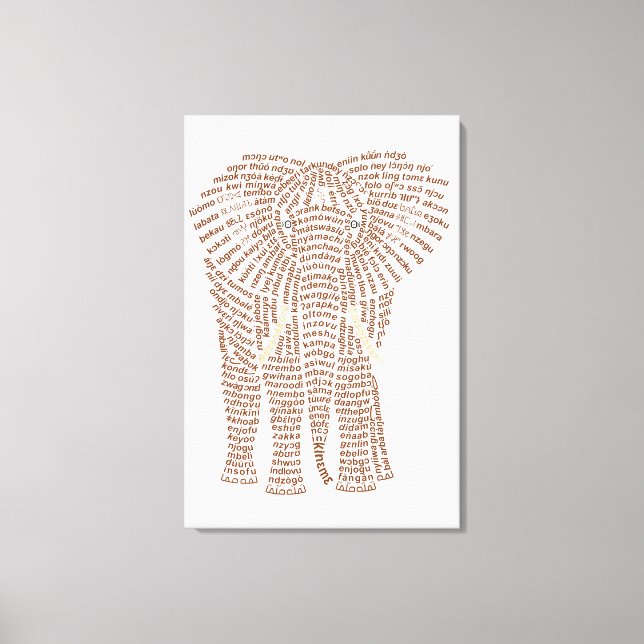 World Word African Elephant Canvas Print (Front)