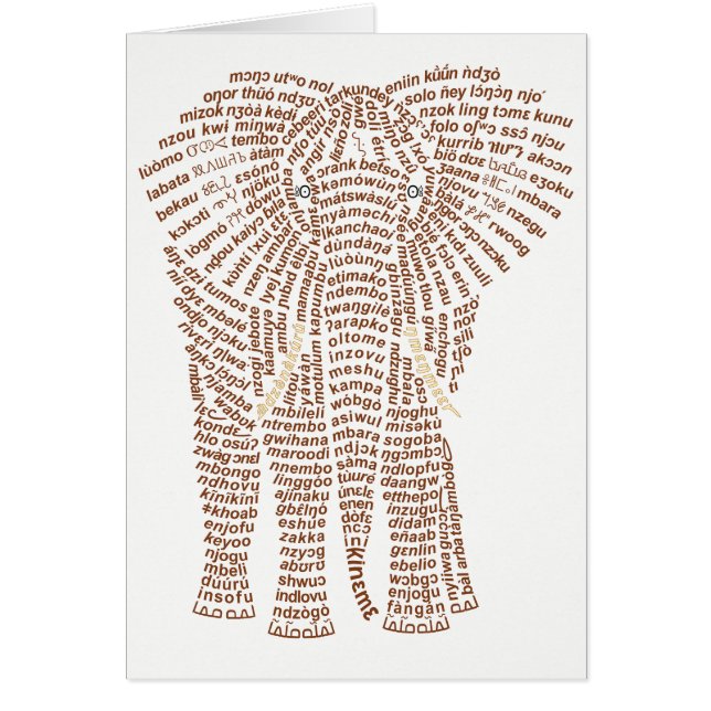 World Word African Elephant Card (Front)