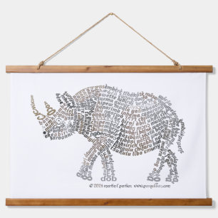 World Word African Rhino Tapestry