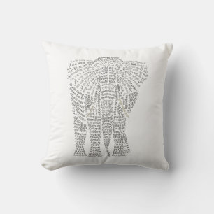 World Word Asian Elephant Pillow