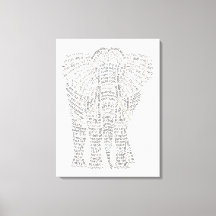 World Word Asian Elephant Stretched Canvas Print