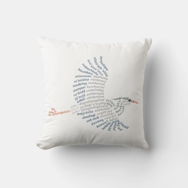 World Word Blue Heron Pillow (Front)