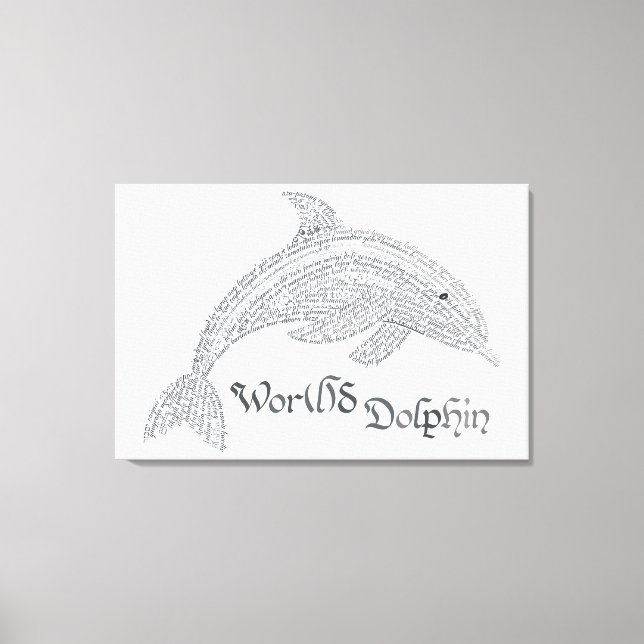 World Word Dolphin Canvas Print - with Title (Front)