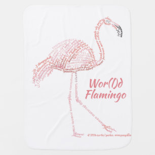 World Word Flamingo Baby Blanket